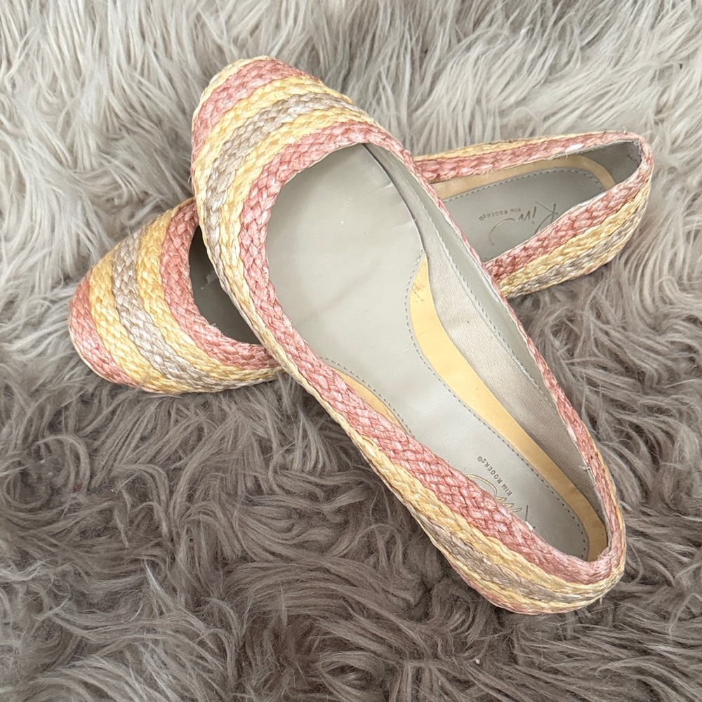 Pink and Yellow Woven Flats